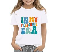 BOTCAM Toddler Boy Girl Summer Clothes First Day of School Shirt In My Pre School Shirt Toddler Kindergarten Shirts Ich 3, Blanco, 12-13 años