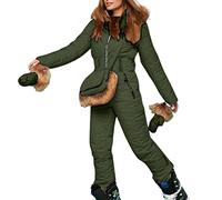 BOTCAM Traje de Esquí para Mujer de Una Pieza, Impermeable, Mono Largo de Nieve para Invierno, Térmico, Ropa Cálida Con Capucha, Conjunto al Aire Libre