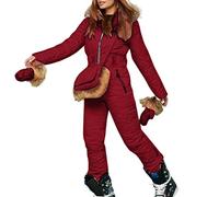 BOTCAM Traje de esquí para mujer de una pieza, traje de nieve para mujer, impermeable, mono largo de esquí para invierno, térmico, ropa de esquí cálida con capucha, conjunto de esquí al aire libre,