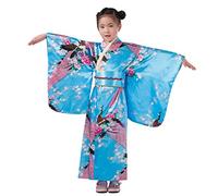 BOTCAM Traje tradicional japonés niña traje ropa niños outings kimono bebé niñas ropa y falda patchwork niñas, azul celeste, 7-8 Años