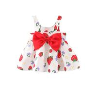 BOTCAM Vestido de lazo para niñas, vestido de lazo estampado con lazo lindo y cómodo para niñas, Rojo sandía, 12-18 meses