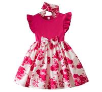 BOTCAM Vestido de verano para niña con estampado casual, falda pequeña, vestido casual de estilo extranjero, lindo, adecuado para nueve meses a tres, niña a cuadros, Rosa intenso., 9-12 meses
