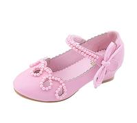 BOTCAM Zapatos de princesa niña Mary Jane Strap zapatos planos bailarinas con lazo perlas fáciles de poner zapatos plegables para niñas zapatos antideslizantes zapatos escolares zapatos para niños