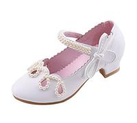 BOTCAM Zapatos de princesa niña Mary Jane Strap zapatos planos bailarinas con lazo perlas fáciles de poner zapatos plegables para niñas zapatos antideslizantes zapatos escolares zapatos para niños
