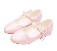 BOTCAM Zapatos de princesa para niña 30, planos Mary Jane con perlas, zapatos planos, zapatos escolares, carnaval, fiesta, boda, niños, bailarinas, zapatos de fiesta, para Navidad, cumpleaños, Rosa