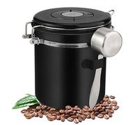 Hisdricus Bote Cafe Hermetico(1,5L), Recipiente Café Hermético, Material de Acero Inoxidable, Mantener frescos los alimentos, adecuado para almacenar granos de café, especias, té y nueces (Negro)