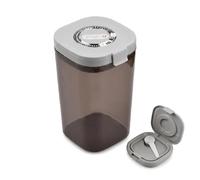 Bote Café Hermético 1800ml con Cuchara y Nivelador, Recipiente Café Molido de Plástico PP+AS Sin BPA, Tarro Cocina Transparente Marrón con Registro de Fecha para Granos, Té, Harina, Leche en Polvo