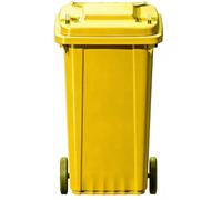 Bote de basura con ruedas for exteriores con tapa y asas, 2 ruedas resistentes, resistente a la intemperie, uso en interiores y exteriores, garajes/hogares/instalaciones comerciales(Yellow,120L)