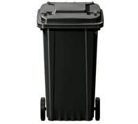 Bote de basura con ruedas for exteriores con tapa y asas, 2 ruedas resistentes, resistente a la intemperie, uso en interiores y exteriores, garajes/hogares/instalaciones comerciales(Black,120L)