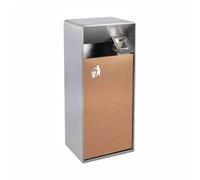 Bote de basura de cenizas ahumadas con puerta amortiguadora y malla de extinción, ideal para hoteles, parques y centros comerciales