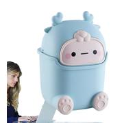 Bote de basura de escritorio con tapa, Papelera de escritorio de dibujos animados con tapa, Mini bote de basura con a prueba de polvo para mesa de computadora, tocador, mesita de noche, mesa de c