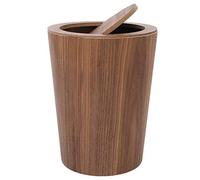Bote de Basura de Madera con Tapa giratoria, Bote de Basura de Cocina Redondo, Papelera Japonesa pequeña Papelera para Sala de baño de Oficina A 19x19x30cm (7x7x12 Pulgadas)