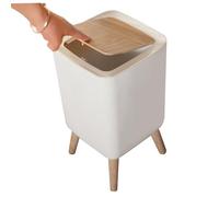 Bote de basura de oficina, bote de basura hermético para baño de 10 l/2, 6 galones con tapa superior a presión, arena de plástico cuadrada con patas altas desmontables para el hogar, dormitorios, co