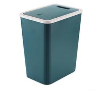 Bote de basura moderno para baño con tapa a presión, compacto de 10 x 7.3 x 12 pulgadas para cocina, sala de estar y dormitorio, construcción de PVC, diseño de control (café (con funda) (café (con