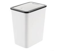 Bote de basura moderno para baño con tapa a presión, compacto de 10 x 7.3 x 12 pulgadas para cocina, sala de estar y dormitorio, construcción de PVC, diseño de control (café (con funda) (café (con