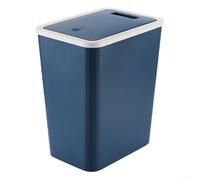 Bote de basura moderno para baño con tapa a presión, compacto de 10 x 7.3 x 12 pulgadas para cocina, sala de estar y dormitorio, construcción de PVC, diseño de control (café (con funda) (café (con