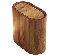 Bote de Basura para Baño, Bote de Basura para Baño Estrecho, Impermeable y Antiolor, Delgado con Tapa, Cesta de de Plástico de Grano de Madera para Cocina, Dormitorio, Oficina, 11x11x6in, Delg