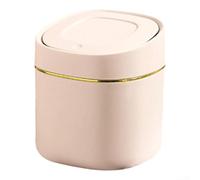 Bote de basura pequeño con tapa emergente, cubo redondo de escritorio de 3.5 L, tapa activada a presión, diseño de sellado de olores, para dormitorio, oficina, sala de estar (blanco)