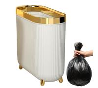 Bote de basura pequeño con tapa: perfil de cuerpo delgado de 11 pulgadas, bóveda de basura cubierta, módulo de control de desechos, solución de mejora de eliminación orientada al saneamiento | Pie est