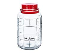 Bote de Cristal Grande con Asa de 10 Litros y Doble Tapa - Garrafa Grande de Vidrio de 10 Litros con Asa - Perfecto para Alimentos Humedos y Secos, Encurtidos, Artículos - Bidón de Vidrio Resistente