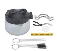 Bote de limpieza de aerógrafo, tarro de limpieza de pintura con soporte y tapón para aerógrafo, tarro de pintura limpio hecho de plástico de acero y vidrio para mantenimiento de (Botella limpiadora +