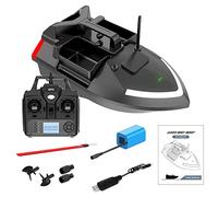 Bote de pesca con control remoto, buscador de peces de doble motor, alcance de 500 m, capacidad de carga de 2 kg, crucero/retorno automático, luz nocturna