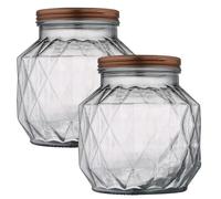 Bote de Vidrio 2,2 L - Recipiente de Almacenaje para Cocina con Tapa, Ideal para Pasta, Cereales y Alimentos Secos - 2 unidades