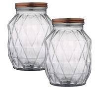 Bote de Vidrio 2,9 L - Recipiente de Almacenaje para Cocina con Tapa, Ideal para Pasta, Cereales y Alimentos Secos - 2 unidades