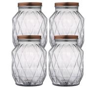 Bote de Vidrio 2,9 L - Recipiente de Almacenaje para Cocina con Tapa, Ideal para Pasta, Cereales y Alimentos Secos - 4 unidades