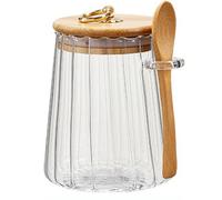 Bote de vidrio hermético para café y frutos secos, recipiente decorativo con forma de pétalo, tapa de bambú, asa metálica de fácil agarre, 70