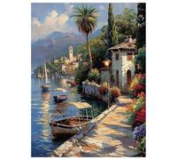 Bote Diamond Painting Adultos, 5D Puerto Pintura de Diamante Punto de Cruz para Adultos y Niños, DIY Manualidades Cuadros de Arte para Decoración de Pared Salón y Oficina 60x80 cm L-Y54