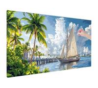 Bote Diamond Painting Adultos Niños, 5D Diamond Painting Grande 110x50 cm, DIY Punto de Cruz Diamante Art Crafts Océano Patrón, Manualidades Adultos Embroidery Kit, Regalos Originales para Mujer B-65