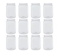 Bote redondo de plástico transparente con tapa blanca y cierre a rosca, 1,5 Litros. Recipiente reciclable y reutilizable apto para uso alimentario. Tarro polietileno boca ancha. (12 Unidades)