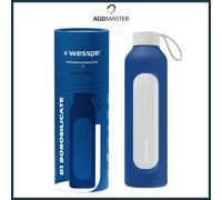 Botella 1L Cristal Wessper B1 BOROSILICATE Azul Oscuro con Estuche Silicona L...