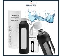 Botella 1L Cristal Wessper B1 BOROSILICATE Negro con Estuche Silicona Libre...
