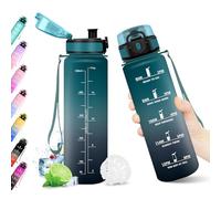 Botella 500ml, Botella Agua con Filtro, Garrafa Agua sin BPA, Cantimplora Deportiva con Marca de Tiempo, Reutilizable, Cantimplora para Niños, Oficina, Bicicleta, Yoga, Running, Gym, Escuela, Viaje