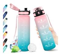 Botella 500ml, Cantimplora Deportiva con Marca de Tiempo, Botella Agua con Filtro, Reutilizable, Garrafa Agua sin BPA, Cantimplora para Niños, Oficina, Bicicleta, Yoga, Running, Gym, Escuela, Viaje
