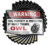 Botella adhesiva con texto en inglés "This Property is Protected By A Highly Trained Owl for Out" - Decoración del hogar, fácil de despegar (8 x 12 cm)