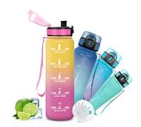 Botella Agua- 0.5l- Botella Agua Niños, A Prueba de Fugas, Cantimplora Infantil, Con Escala de Tiempo, Fácil de Limpiar, Cantimplora con Boca Ancha, para la Escuela, Excursión, Acampada, Hogar