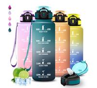 Botella Agua- 1 5 litros- Botella Agua Gimnasio, A Prueba de Fugas, Cantimplora con Pajita, Cantimplora con Eslogan Motivador, Fácil de Limpiar, para la Fitness, Senderismo, Acampada, Deportes, Correr