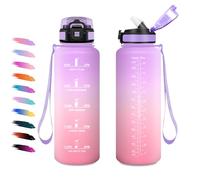 Botella Agua 1,5L, Botella Agua Motivadora y Prueba de Fugas, Cantimploracon Marcador de Tiempo, con Pajita, Reutilizable, Cantimplora Deporte para Oficina, Senderismo, Bicicleta, Oficina, Adultos