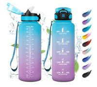 Botella Agua 1.5L, Botella Agua Motivadora y Prueba de Fugas, Reutilizable, Botella Agua con Pajita, Botella Agua con Marcador de Tiempo, Garrafa Agua para Oficina, Escuela, Senderismo, Gimnasio