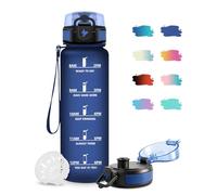 Botella Agua 1 Litro, Botella Agua con Filtro, Cantimplora Deporte con Marca de Tiempo, a Prueba de Fugas, Reutilizable, Antiderrame, Fácil de Limpiar, Cantimplora para la Escuela, Gym, Deportes