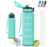 Botella Agua- 1 litro- Botella Agua Gimnasio, A Prueba de Fugas, Cantimplora con Pajita, Water Bottle con Eslogan Motivador, Reutilizable, para la Escuela, Fitness, Oficina, Acampada, Deportes, Yoga