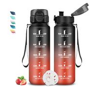 Botella Agua 1 Litro, Botella Agua Gimnasio con Filtro, Fácil de Transportar, Cantimplora Infantil Motivacional con Marca de Tiempo, a Prueba de Fugas, para la Escuela, Oficina, Deportes, Camping