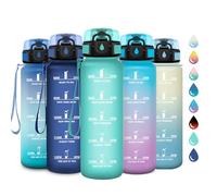 Botella Agua 1 litro, Botella con Filtro, Cantimplora Reutilizable,Botellas Motivacional con Marcador de Tiempo, Botellas sin BPA, Cantimplora para Gimnasio, Oficina, Escuela, Sport, Bicicleta, Yoga