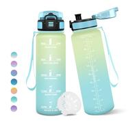 Botella Agua, 1 litro Libre de BPA, Botella Agua Gimnasio, Con Marca de Tiempo, Botellas de Agua, Diseño de Cerradura a Prueba de Fugas, Botellas de Agua Para Niños para Deportes - Cielo Azul