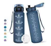 Botella Agua, 1 litro Libre de BPA, Botella Agua Gimnasio, Con Marca de Tiempo, Botellas de Agua, Diseño de Cerradura a Prueba de Fugas, Botellas de Agua Para Niños para Deportes - Azul Marino