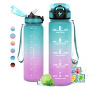 Botella Agua 1L, Botella Agua con Pajita, Botella Agua Motivadora y Prueba de Fugas, Botella Deporte Reutilizable, Garrafa Agua para Niño, Niña, Colegio, Preescolar, Guardería, Bicicleta, Fitness
