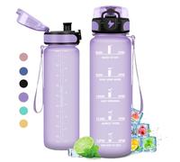Botella Agua 1L, Botella Agua Deporte, botella agua gimnasio, Botella Agua Motivadora y Prueba de Fugas, Reutilizable, Garrafa Agua para Niño, Niña, Colegio, Preescolar, Guardería, Bicicleta, Gym